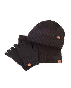 Sale: Pepe Moll 252851 Black Hat Gloves & Neck Cowl Set