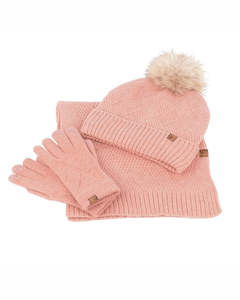Sale: Pepe Moll 252852 Pink Hat Gloves & Scarf Set