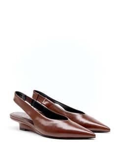 Hael & Jax Layla Chocolate Leather Low Wedge Slingback Shoe