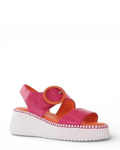 Minx Dash Dot - Minxie Brights Pink & Orange Leather Wedge