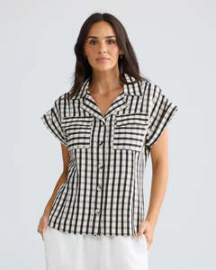 Short Sleeves: Brave & True Portia Shirt Black Gingham