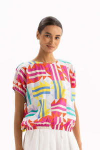 Short Sleeves: Two by Two Otis Top Print Multicoloured