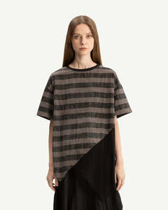 Short Sleeves: Bone & Arrow Fae Top Stripe Chocolate/Black