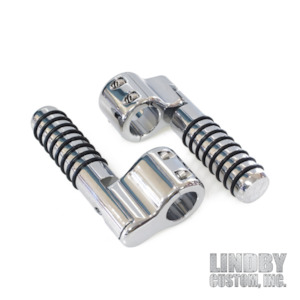 Black or Chrome LINDBY CUSTOMS 1-1/4in. Clamp On Linbar Highway Pegs