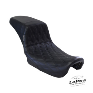 Seats: Kickflip Daddy Long Legs Dual Seat With Black Double Diamond Stitch. Fits Dyna 2006-2017.