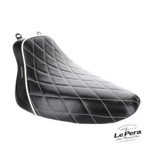 Seats: Bare Bones Solo Seat With White Stitching & White Piping. Fits Softail 2008-2017 With 150 OEM Rear Tyre.