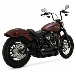 V47233 BLACK SHORTSHOTS STAGGERED EXHAUST SYSTEM FOR 18-20 SOFTAILS