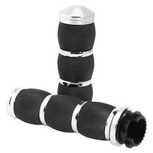 Avon Grips: AVON GRIPS AIR CUSHIONED GRIPS IN CHROME FINISH FOR METRIC TOURING MOTORCYCLES