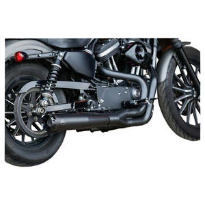 2 Into 1: S&S CYCLE BLACK SUPERSTREET 2:1 EXHAUST SYSTEM - 550-0951 FOR 2007-2013 HARLEY-DAVIDSON SPORTSTER MOTORCYCLES 550-0951