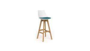 Clearance 1: Luna White Barstool Oak Base - Clearance