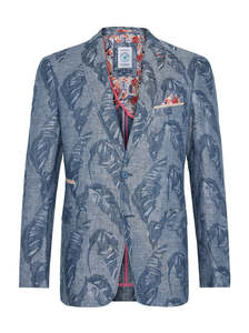 A Fish Named Fred - Linen Leaf Blazer - Navy