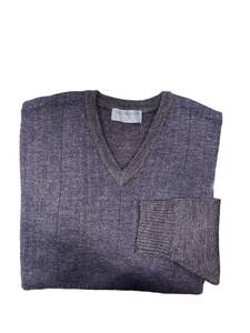 Silverdale - Mid Weight Ribbed V Neck Jersey - Chestnut