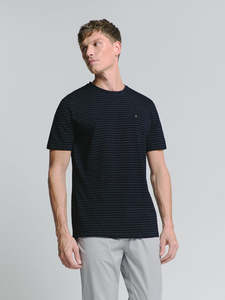 No Excess - Crewneck Pin Stripe T-Shirt - Deep Blue