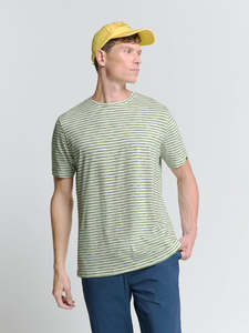 No Excess: No Excess - Crewneck Striped Melange T-Shirt - Green