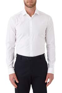 Cambridge Clothing: Gibson - Motion Shirt - White Self Stripe