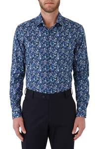 Cambridge Clothing: Gibson - Motion Shirt - Navy/Green Floral