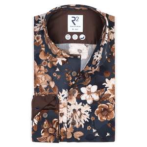 R2 Amsterdam: R2 Amsterdam Shirt - Navy/Brown Large Floral
