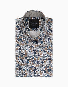 Rembrandt: Rembrandt - Barbican Shirt - Teal Blue & Brown Floral