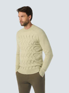Knitwear: No Excess - Jacquard Crew Pullover - Cement