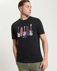 Tees Sweatshirts And Casual Tops: Ben Sherman - Surf N Guitars Tee - Black