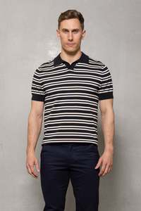 Cutler Co: Cutler & Co - Constantine Striped Polo - Thunderstorm