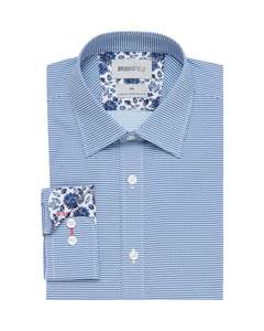 Larger Sizes For Significant Gentlemen: Brooksfield Shirt - Blue Micro Print