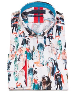 Guide London: Guide London Shirt - Abstract People Print - White/Multi