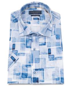 Guide London - Short Sleeved Shirt - Blue Squares Multi