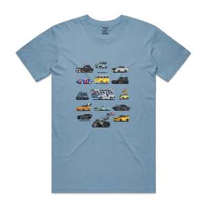 Isthatso Graphic T Shirts: Isthatso Movie Vehicles - Mid Blue
