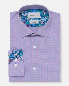 Brooksfield: Brooksfield - Micro Check Shirt - Purple