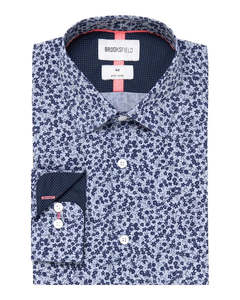 Brooksfield: Brooksfield - Floral Print Shirt - Denim Blue