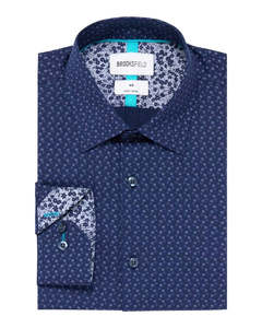 Brooksfield: Brooksfield - Geo Print Shirt - Navy