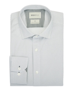 Brooksfield: Brooksfield - Geo Diamond Shirt - White/Grey Diamonds