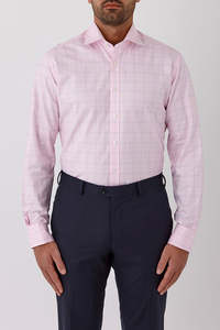 Business Shirts: Cambridge - Turbina Shirt - Pink & Blue Check