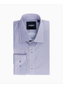 Rembrandt Sinatra Shirts: Rembrandt - Sinatra Shirt - Maroon & Navy Geo Print