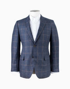 Black Friday 20 Off Rembrandt A Fish Named Fred Blazers: Rembrandt - Hawker Linen Jacket - Navy & Brown Check
