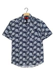 R.F. Scott - Fields Short Sleeved Shirt - Navy Velvet