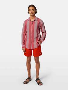 Scotch & Soda - Crinkle Stripe Shirt - Red/Pink or Camel/Blue