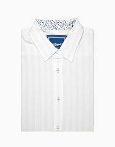 50 Shirts: Rembrandt - Waihi Seersucker Short Sleeved Shirt - White Stripe