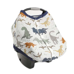 Muslin Car Seat Canopy - Dino Friends