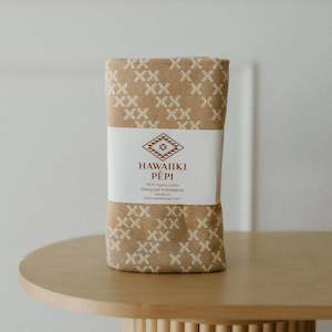 Cot Blankets: Pātikitiki 100% Organic Cotton Blanket Tan - Hawaiiki Pepi