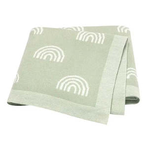 Cot Blankets: Cot Blanket - Sage Rainbow
