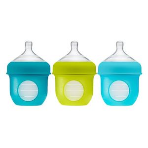Storage: NURSH 4OZ  SILICONE POUCH BOTTLE 3PK BLUE