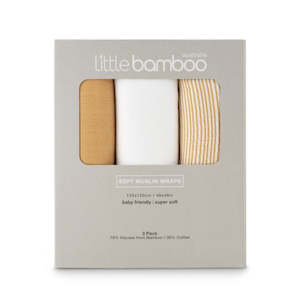 Swaddles: Little Bamboo Soft Muslin Wraps - 3pk / Marigold
