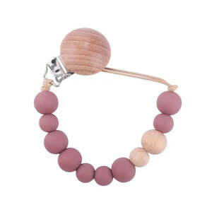 Stroller Accessories: Pacifier Clip - Burgundy/Pink
