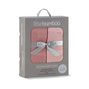 Little Bamboo Cellular Blanket 2pk Dusty Rose