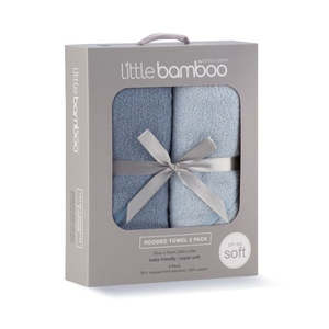 Little Bamboo 2pk Hooded Towels Retro Blue