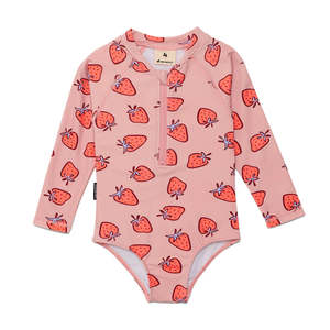 Strawberry Splash - LONG SLEEVE SWIMSUIT - Crywolf