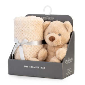 Babyshower Gifts: Little Linen Plush Toy & Blanket - Nectar Bear