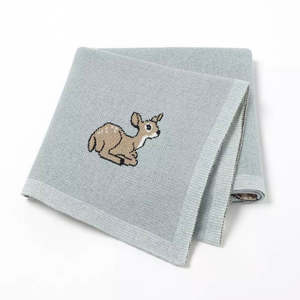 Cot Blankets: Cot Blanket - Baby Blue Bambi Deer